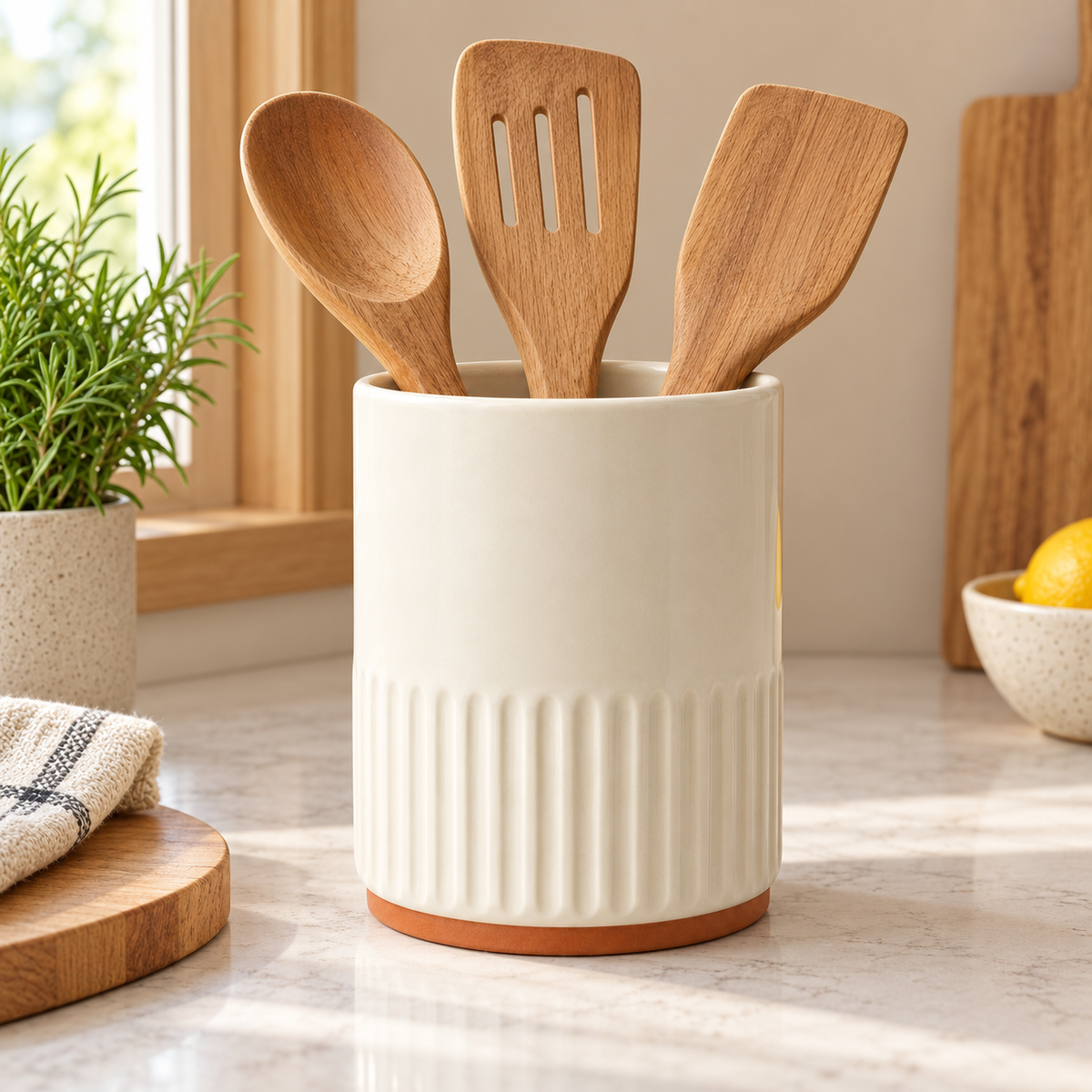 Pantrivelle ToolHaven Stoneware Utensil Holder