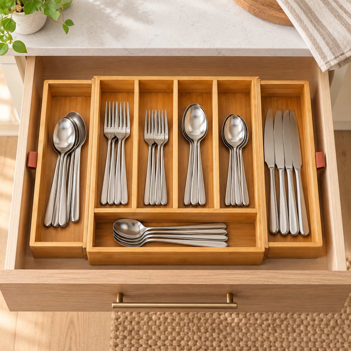 Pantrivelle DrawerNest Expandable Bamboo Cutlery Tray